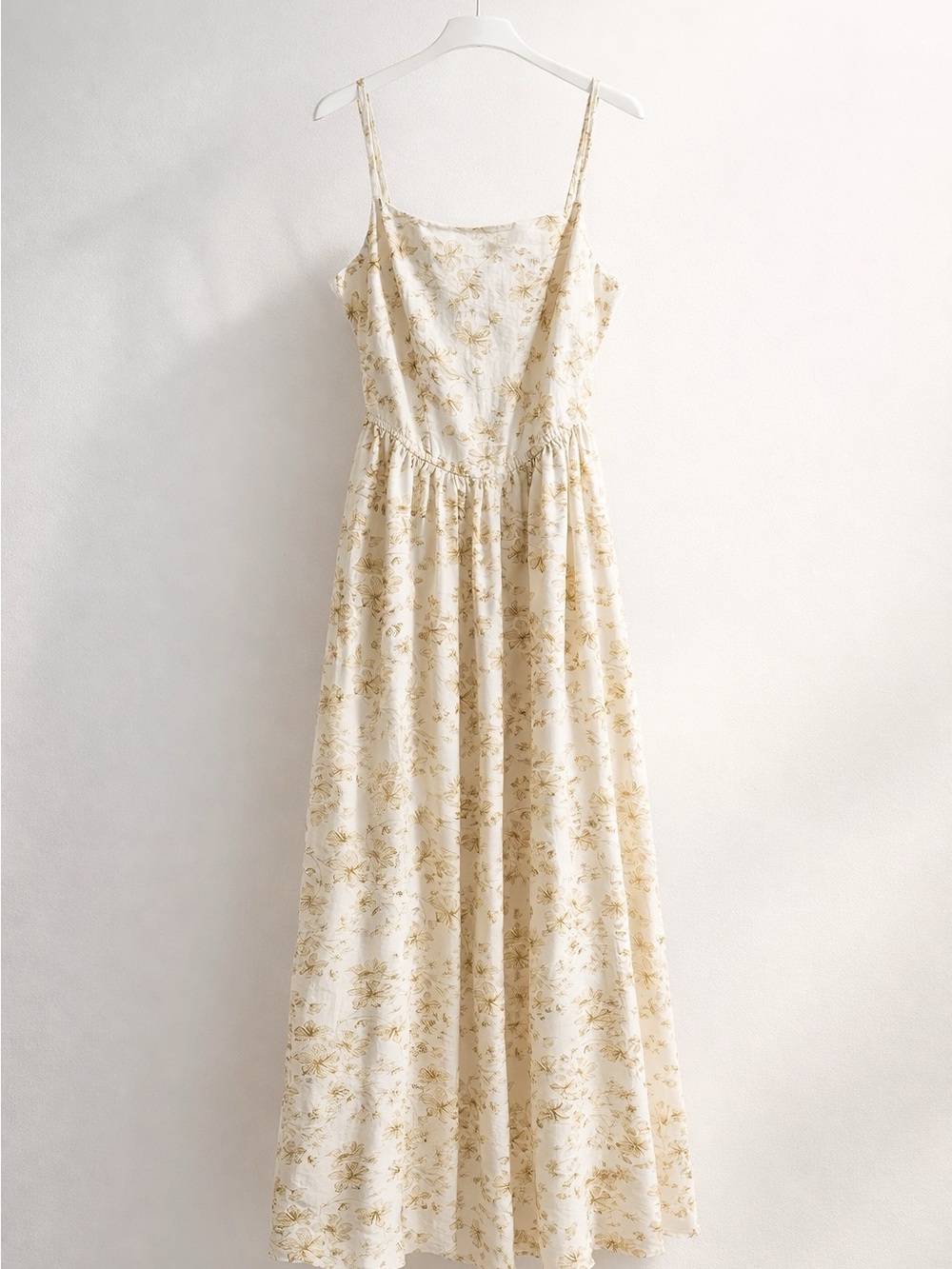 #1 Japna Cream Maxi Dress with Gold Floral Print